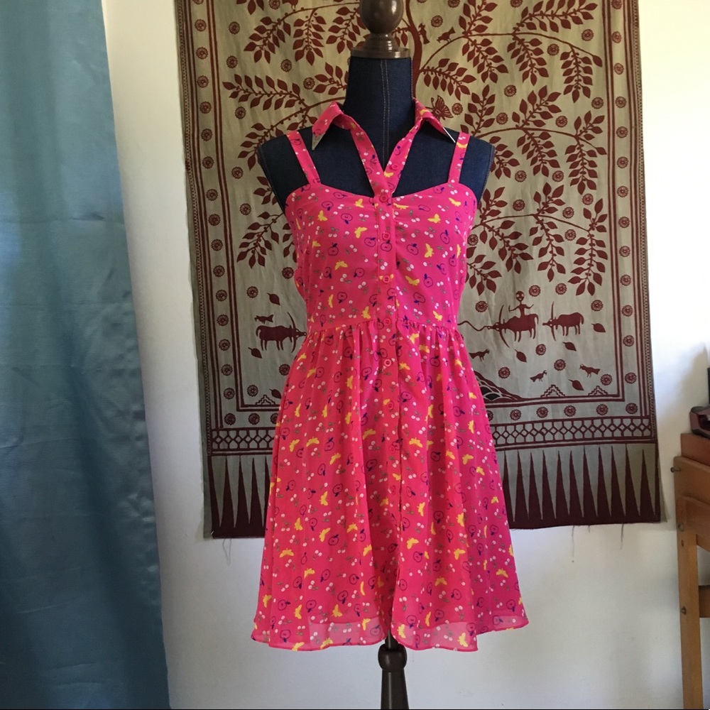 ! LF Pink Summer Dress with Collar !
